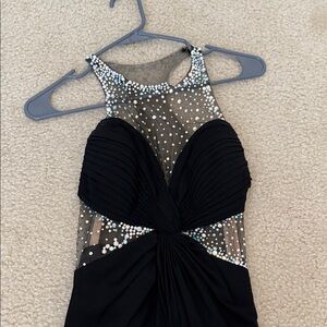 La Femme Black Dress with Silver Accents